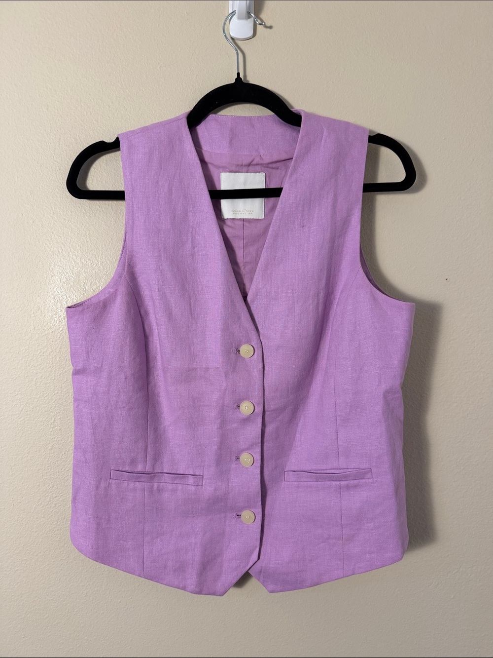 Mango Lilac Purple Linen Vest Top Size M